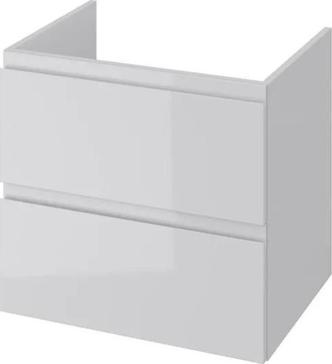 Moderní závěsná šedá skříňka pod desku s tichým zavíracím systémem a lesklým bílým lakem