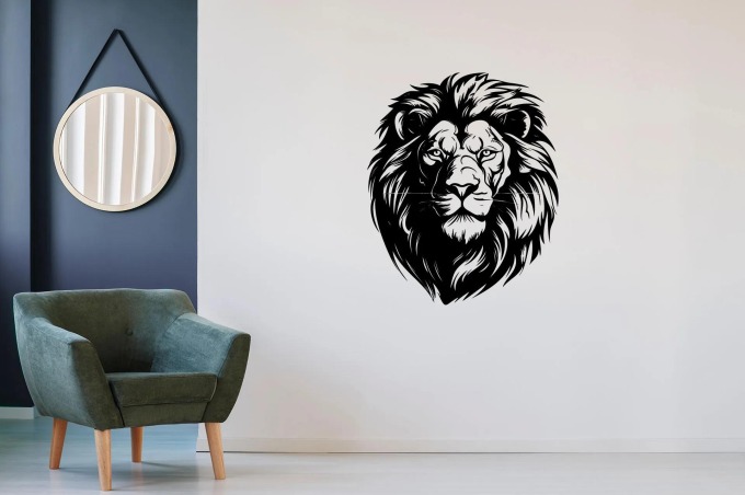 Lepy.cz Samolepka na zeď Lev - Hlava Velikost (šířka x výška): 70x85cm, Barevná varianta: Krémová