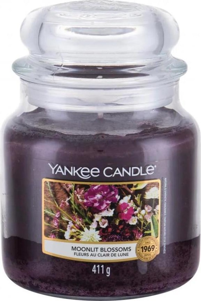 Yankee Candle vonná svíčka Classic ve skle střední Moonlit Blossoms 411 g