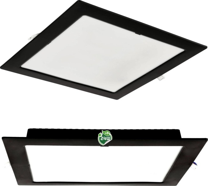 BERGE Čtvercový LED panel zapuštěný černý - 24W - PC - neutrální bílá