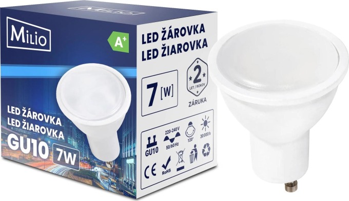 BERGE LED žárovka - GU10 - SMD 2835 - 7W - 590Lm - studená bílá