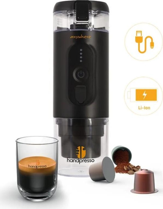 Přenosný kávovar s baterií a nabíjením přes USB-C, dodává se s dárkovými kapslemi L´OR Espresso Colombia zdarma