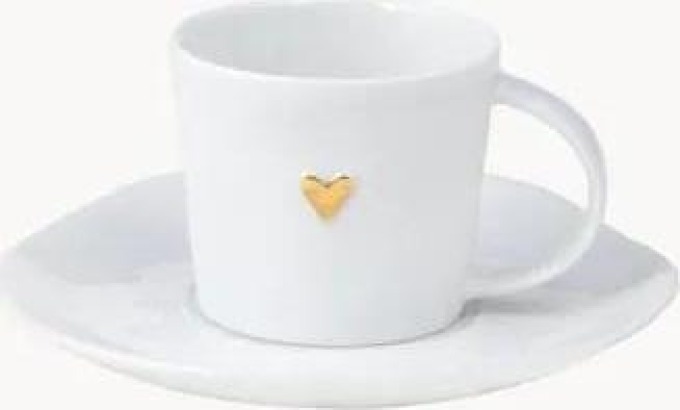 Porcelánový šálek na espresso's podtáckem Heart