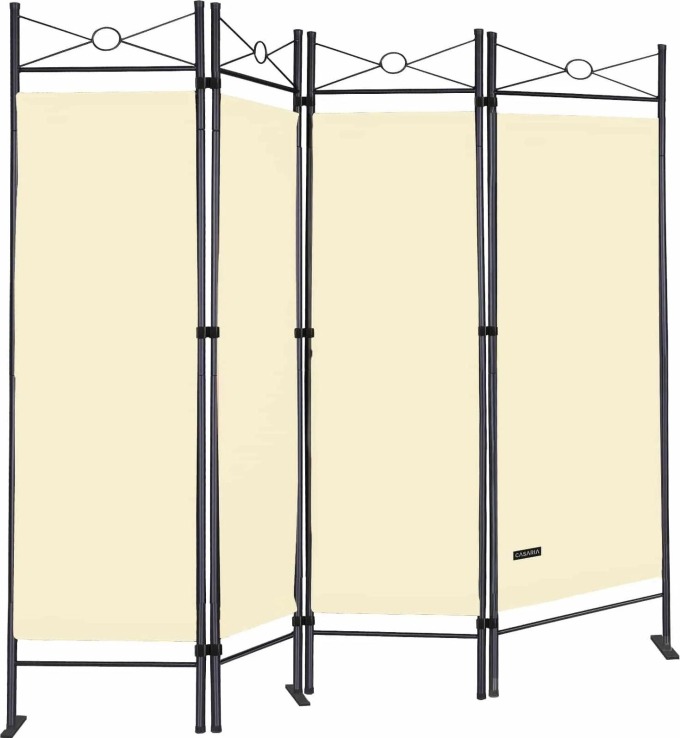 Casaria 4-dílný paraván skládací krémový 180 x 163 cm 100610