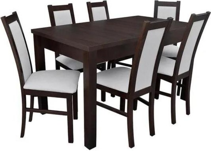 Jidelní set pro 6 osob - RK051, Barva dřeva: bílá, Potah: ekokůže Soft 010