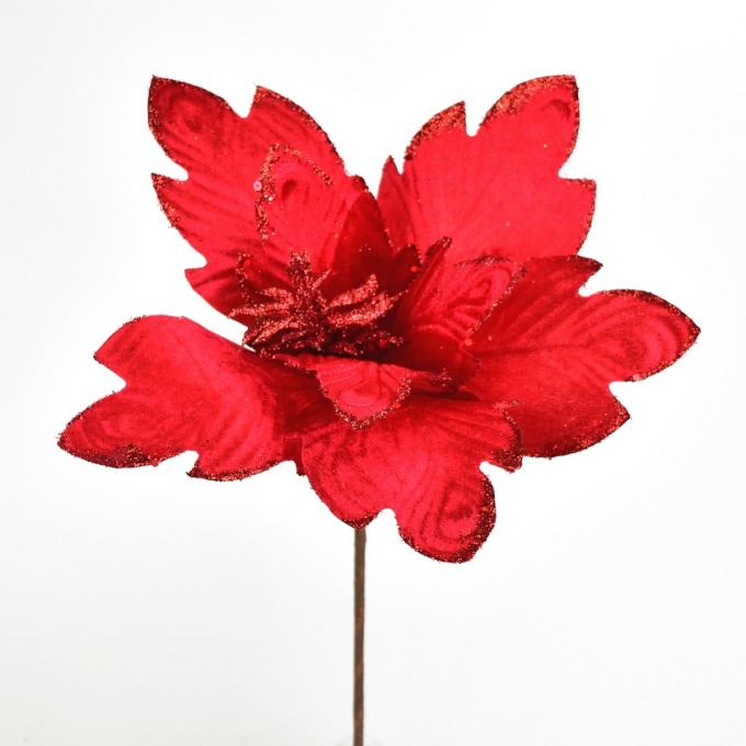 Květ poinsettie červená zápich, pr. 30 cm