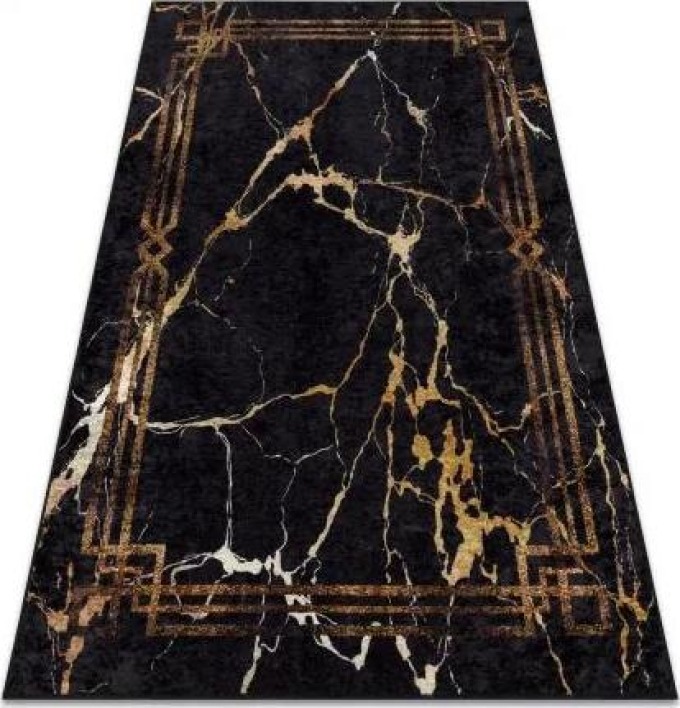 MIRO 51333.801 mycí kobereček Mramor, rám protiskluz černý / zlatý velikost 200x290 cm | krásné koberce cz
