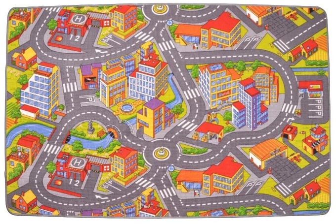 Vesna | Dětský koberec silnice RALLY 1228, 140x200 cm, pestrobarevný