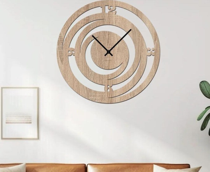 Dřevěné hodiny TWIST Barevný vzor: Světlý dub, Velikost hodin: 40x40