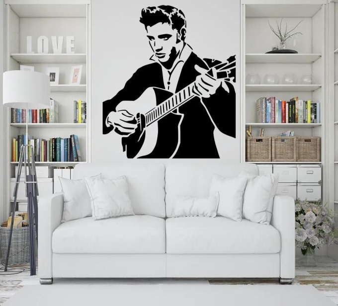 Živá Zeď Samolepka na zeď Elvis Presley Barva: černá