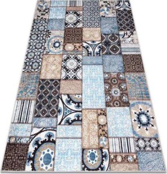Dywany Luszczow Dětský kusový koberec MIRO 51913.802 pratelný Patchwork protiskluz, modrý / hnědá Rozměr koberce: 160 x 220 cm