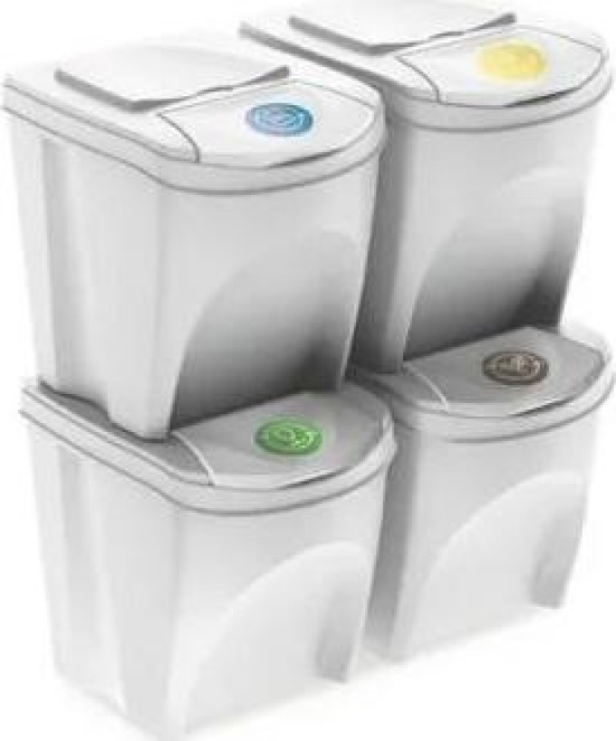 Odpadkový koš SORTIBOX popelavě šedý - 4x25L