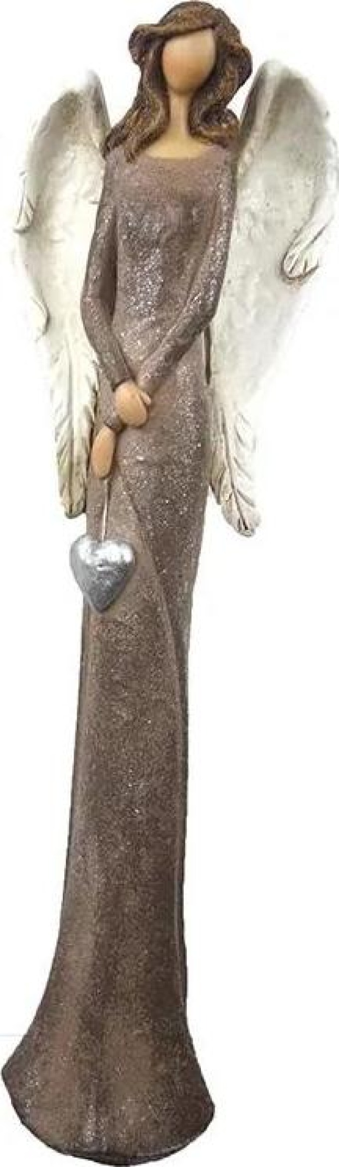Soška anděla ve velikosti 40 cm s hnědým třpytivým vintage patinou