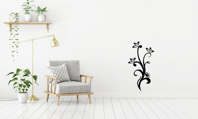Lepy.cz Samolepka na zeď Květiny se stonkem Velikost (šířka x výška): 75x142cm, Barevná varianta: Tyrkysová modrá