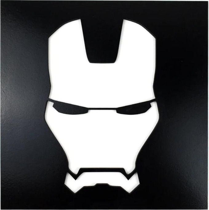 Živá Zeď Dřevěná nástěnná dekorace Maska Iron Man černá