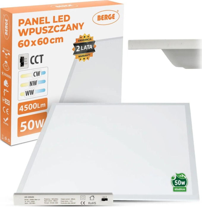 BERGE LED panel 60x60 50W CCT zapuštěný