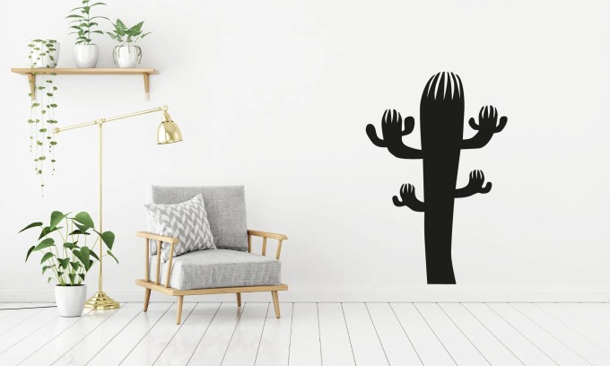 Lepy.cz Samolepka na zeď Kaktus Velikost (šířka x výška): 70x105cm, Barevná varianta: Krémová