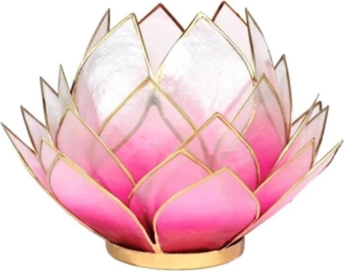 Milujeme Kameny Svícen - lotosový květ - růžový - velký kulatý