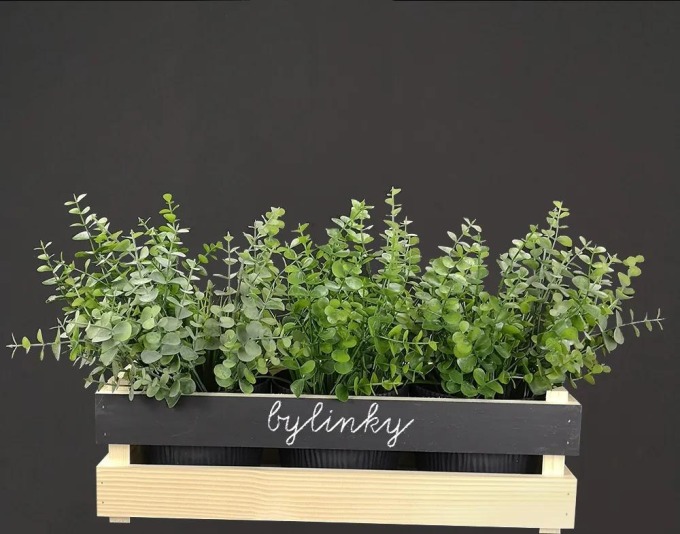 AMADEA Dřevěný obal na tři květináče s tabulkou pro psaní křídou, 47x17x15cm, dřevěný květináč Český výrobek