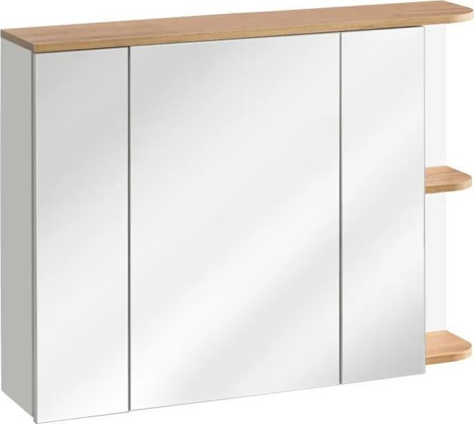 COMAD Závěsná skříňka se zrcadlem - PLATINUM 840, šířka 94 cm, bílá/dub craft