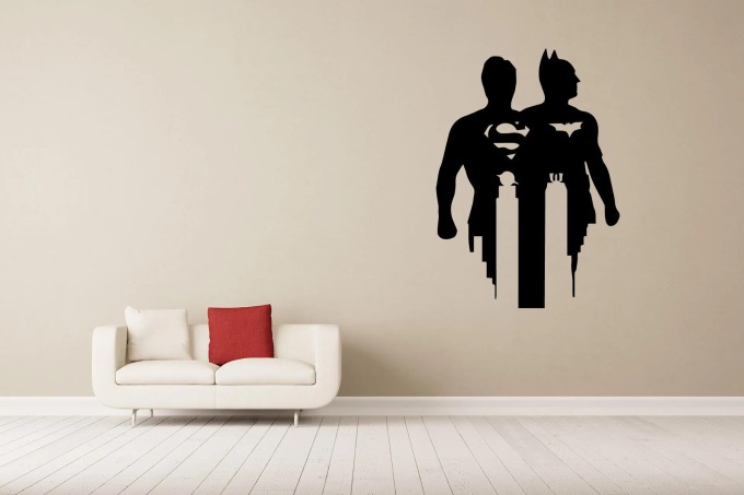 Lepy.cz Samolepka na zeď Batman-Superman Velikost (šířka x výška): 30x42cm, Barevná varianta: Černá
