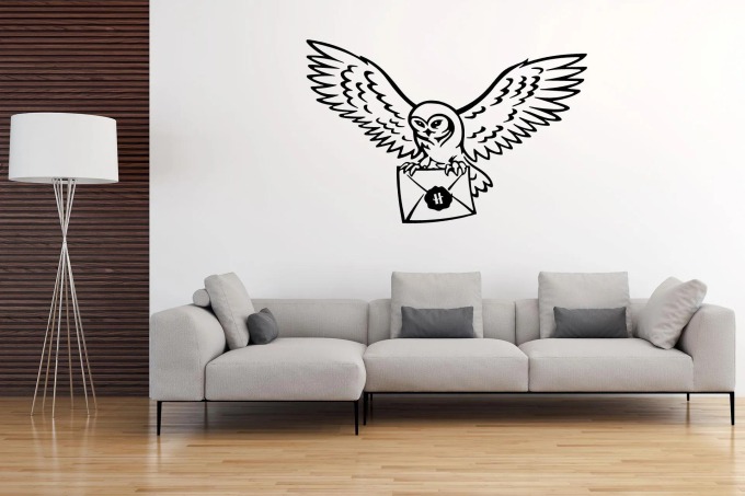 Lepy.cz Samolepka na zeď Harry Potter - Hedvika Velikost (šířka x výška): 50x33cm, Barevná varianta: Černá