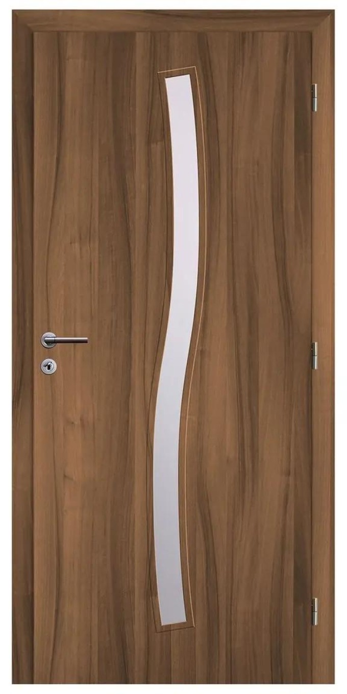 Solodoor Interiérové dveře Etta 1, 80 P, 850 × 1985 mm, fólie, pravé, ořech královský, prosklené