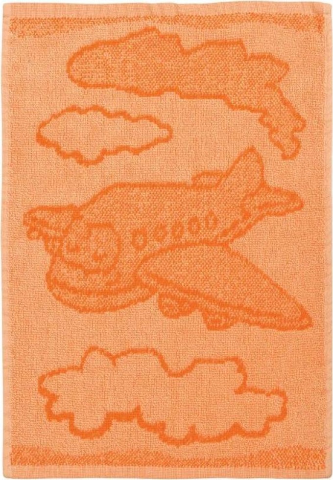 Vesna | Dětský žakárový ručník LETADLO 30x50 cm oranžový
