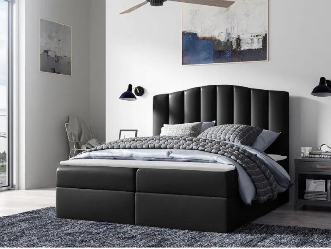 Kontinentální postel Beatriz, Rozměr postele: 180x200, Barva:: ekokůže Soft 011 (černá)