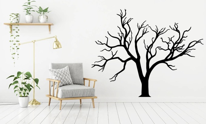 Lepy.cz Samolepka na zeď Strom - rozvětvený Velikost (šířka x výška): l53x120cm, Barevná varianta: Tmavě červená
