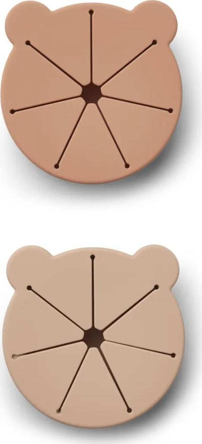 Miska na svačinu s motivem medvídka v růžovém mixu, vyrobená z 100% silikonu, s rozměry 4,5 cm výška, 11,6 cm šířka a 12 cm hloubka, vhodná do myčky, horkovzdušné trouby a mrazničky