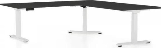 Výškově nastavitelný stůl OfficeTech Angle, 180 x 200 cm, bílá podnož