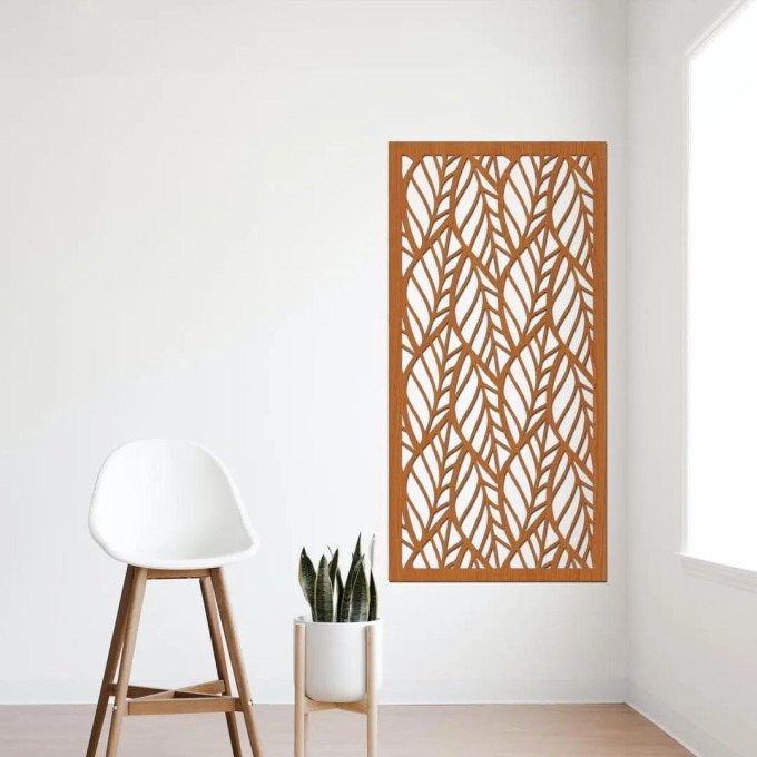 dřevo života Dřevěný dekorační panel LEAF III Rozměry (cm): 50x95, Barevný vzor: Třešeň
