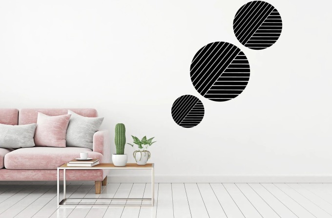 Lepy.cz Samolepka na zeď Kruhy s pruhy Velikost (šířka x výška): 40x40cm, Barevná varianta: Tmavě šedivá