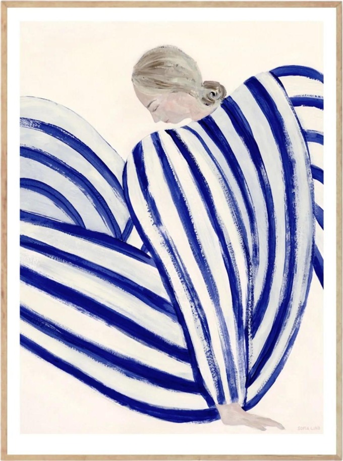 THE POSTER CLUB Autorský plakát Blue Stripe At Concorde by Sofia Lind 50x70 cm, modrá barva, papír