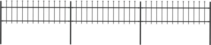 vidaXL Zahradní plot s hroty ocelový 5,1 x 0,6 m černý