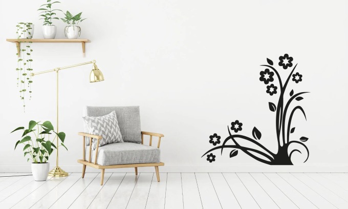 Lepy.cz Samolepka na zeď Květina Pomněnka Velikost (šířka x výška): l19x120cm, Barevná varianta: Světle hnědá