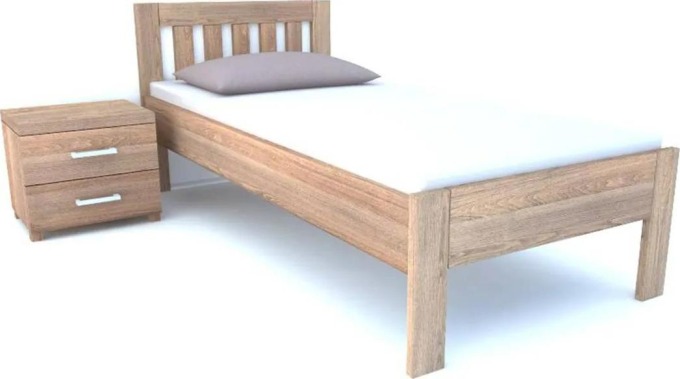 Dřevěná postel z bukového masivu s jednolůžkem o rozměrech 90x200 cm nebo 80x200 cm