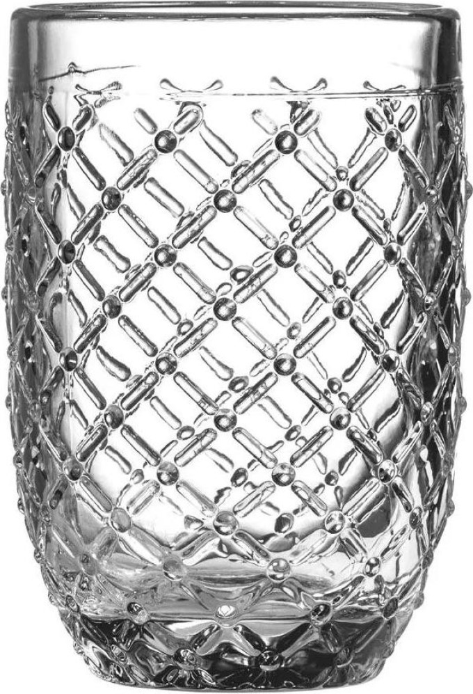 PremierHousewares Set sklenic na vodu Knit Mixer 6 kusů, kouřové sklo, broušený motiv, 410 ml