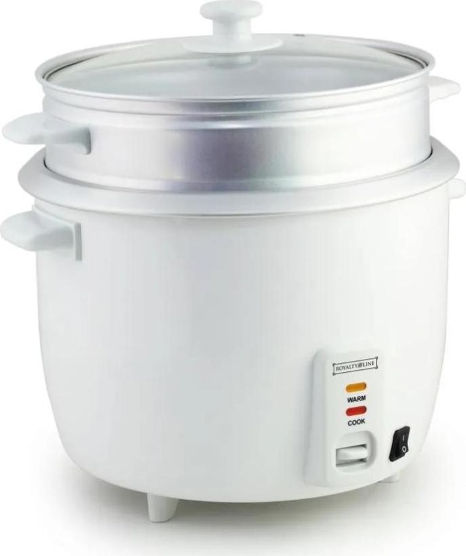 Rýžovar s kapacitou 1,8 l a výkonem 700 W, vhodný pro přípravu až 10 šálků rýže, v bílé barvě