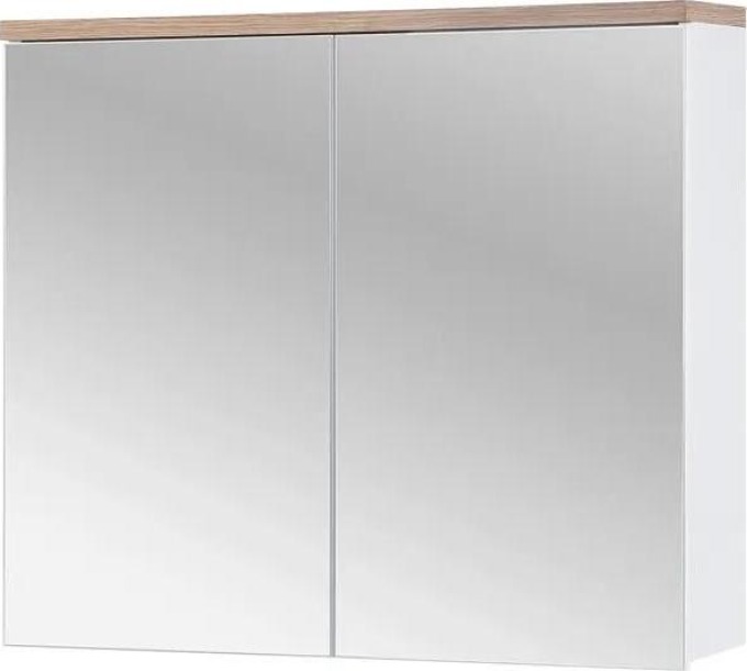 COMAD Závěsná skříňka se zrcadlem - BALI 841 white, šířka 80 cm, bílá/dub votan