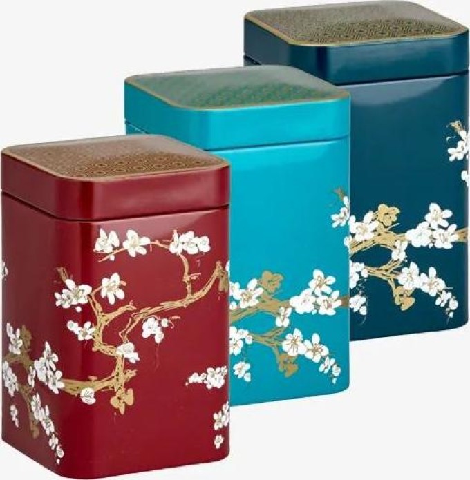 Dóza na sypaný čaj Japonsko - elegantní a praktická dóza s rozměry 70 x 70 x 109 mm pro uchování čaje