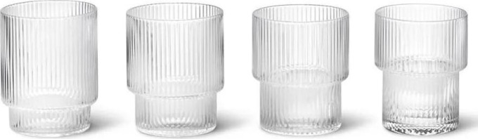 ferm LIVING Skleničky Ripple 250 ml - sada 4 ks, čirá barva, sklo 250 ml