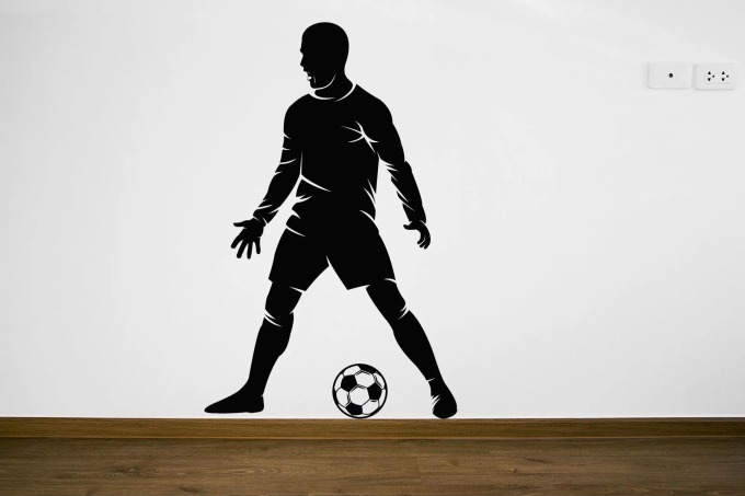 Lepy.cz Samolepka na zeď Fotbalista-oslava ala Ronaldo Velikost (šířka x výška): l05x164cm, Barevná varianta: Krémová