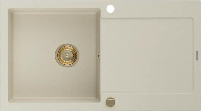 Mexen Leo 1-miskový granitový dřez s odkapávačem 900 x 500 mm, Béžová, sifon Zlatá - 6501901010-69-G