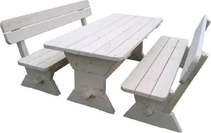 Sedací souprava z masivního dřeva Masiv, 3 díly, rozměry stolu: 195 × 87 × 76 cm