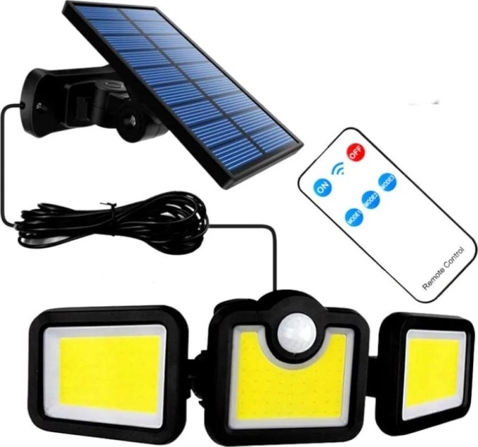 BERGE LED solární lampa s pohybovým senzorem + dálkové ovládání LAGOS