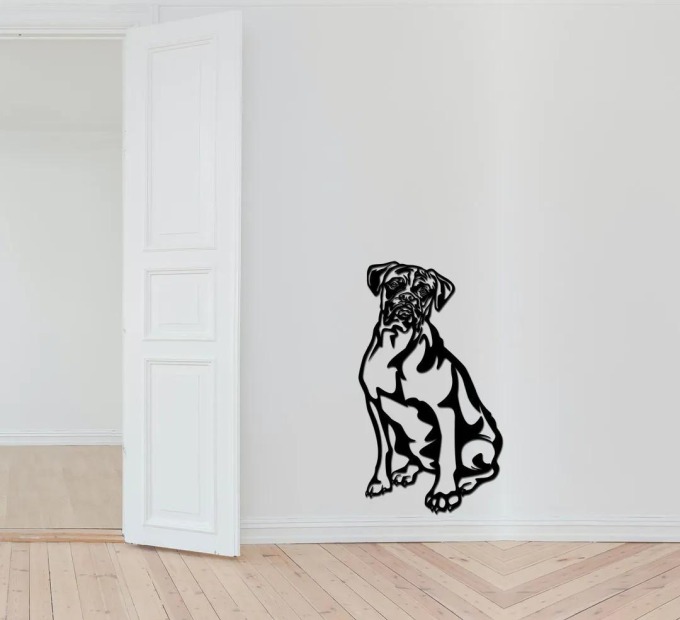 dřevo života Dřevěná dekorace psa Boxer Rozměry (cm): 21x40, Barevný vzor: Černá