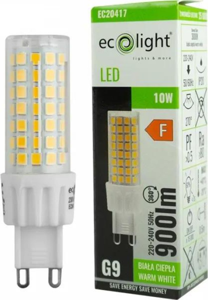 ECO LIGHT LED žárovka G9 - 10W - teplá bílá