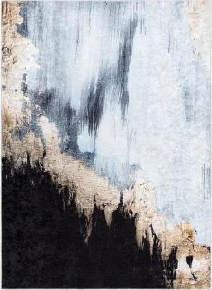 MIRO 51573.802 mycí kobereček Abstrakce protiskluz modrý / zlato velikost 160x220 cm | krásné koberce cz